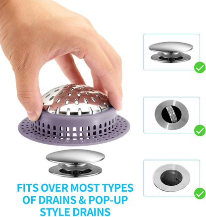 Aluvor Bathtub Drain Hair Catcher Shower Drain Cover Sink Drain Protector | Bathroom Sink & Bathtub Drain Strainer for Pop-Up & Regular Drains, grey