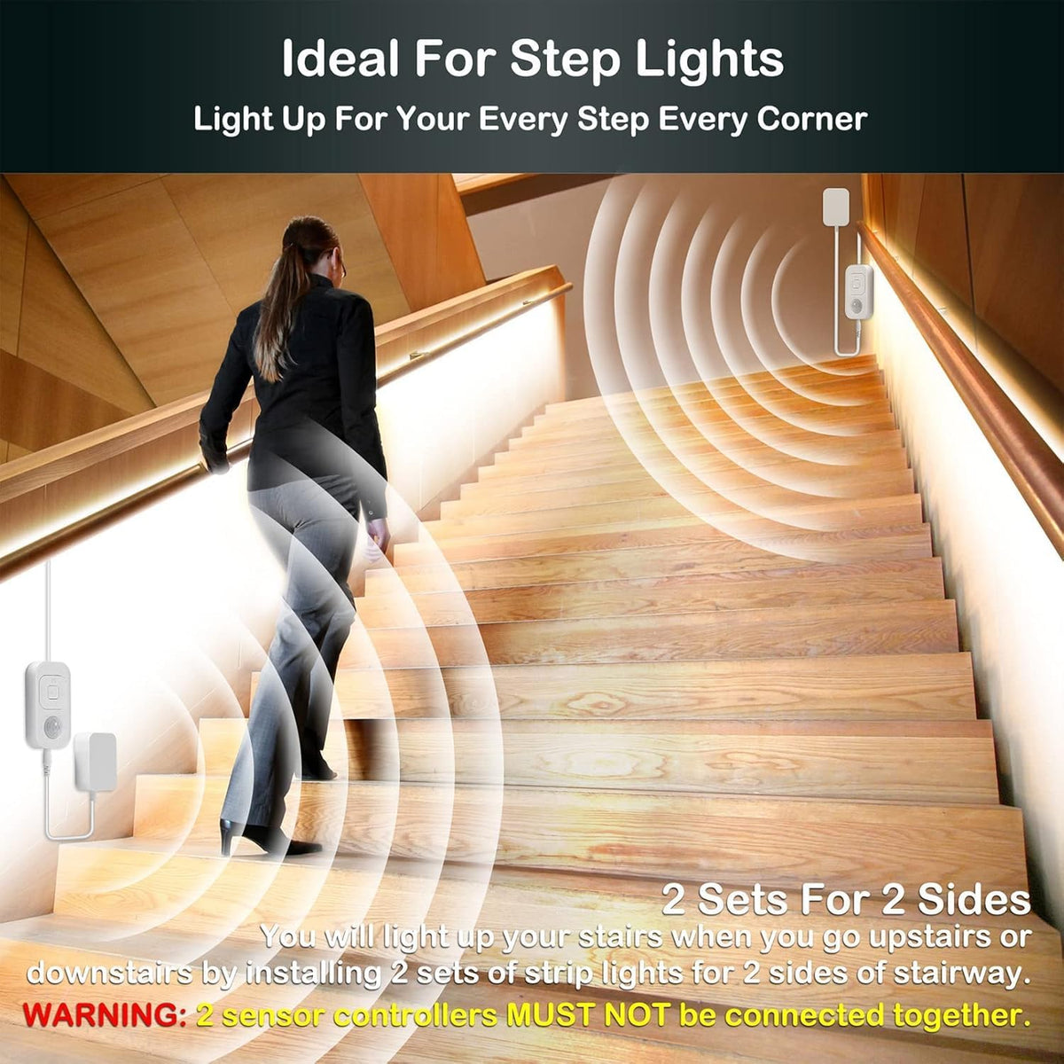 Motion Sensor Under Cabinet Lights - Plug-in LED Strip Lights Indoor with Power Adapter, Dimmer and Timer for Kitchen Cabinet, Counter, Shelf, Showcase, Stairway, Bedroom, Corridor, Washroom