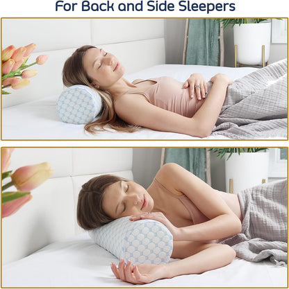 Nestl Neck Roll Pillow for Pain Relief - Premium Memory Foam – Bolster Pillow for Sleeping with a Breathable Cooling Cover - Comfy Cylinder Neck Roll Pillow