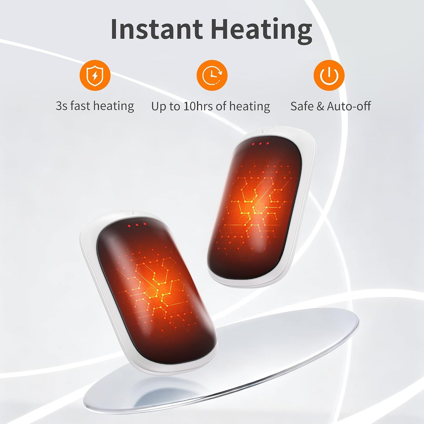 Lerat 2 Pack Hand Warmers Rechargeable, Portable Electric Hand Warmers Reusable, Portable Pocket Heater, Gifts for Men Women Kids, Hunting, Golf, Camping Accessories