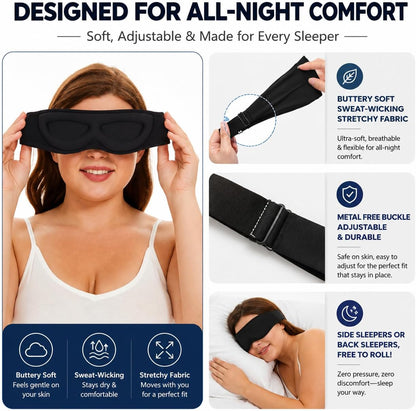 ALASKA BEAR Memory Foam Sleep Mask, Contoured Eye Cups for Women Men, Blue