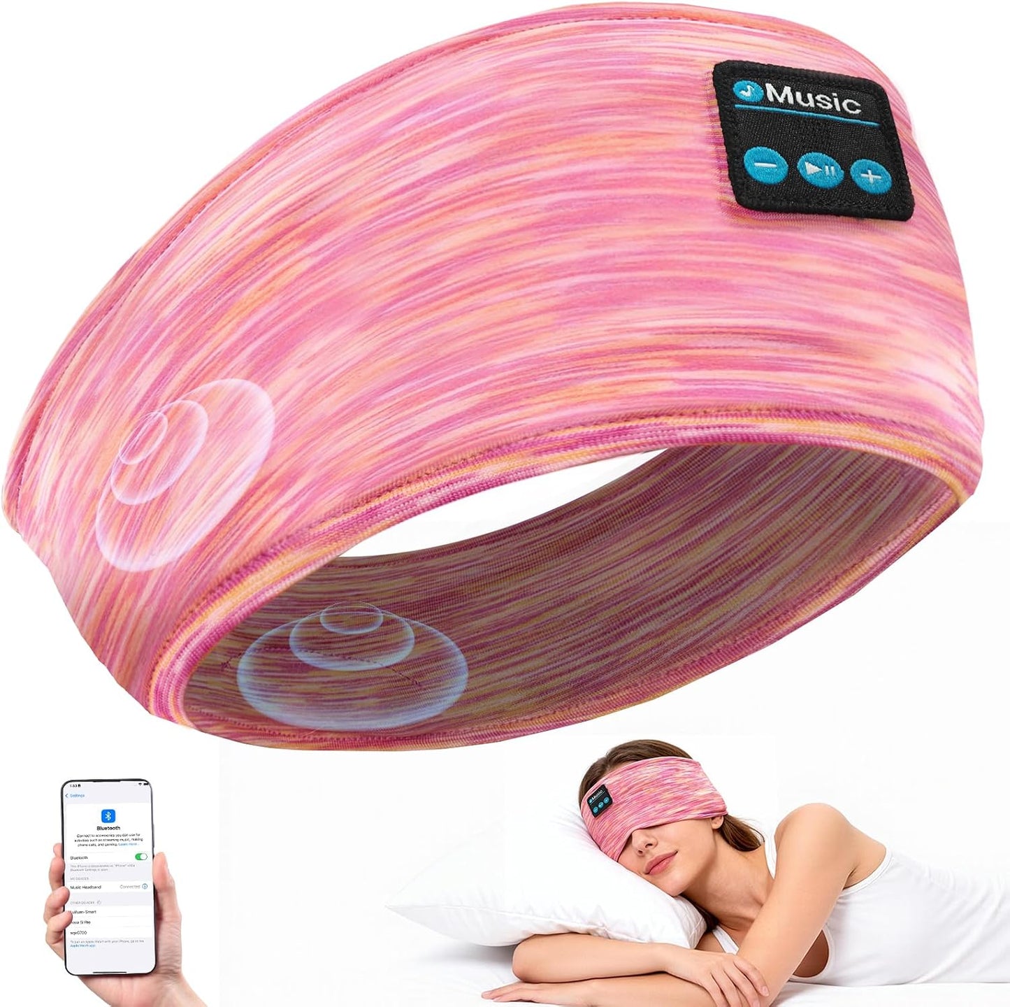 AONESY Bluetooth Headband for Sleeping, Headband Headphones for Side Sleepers & Sports, Washable & Wireless Music Headband with Secure Fit for Running, Workout, Gym, Yoga - Great Gift