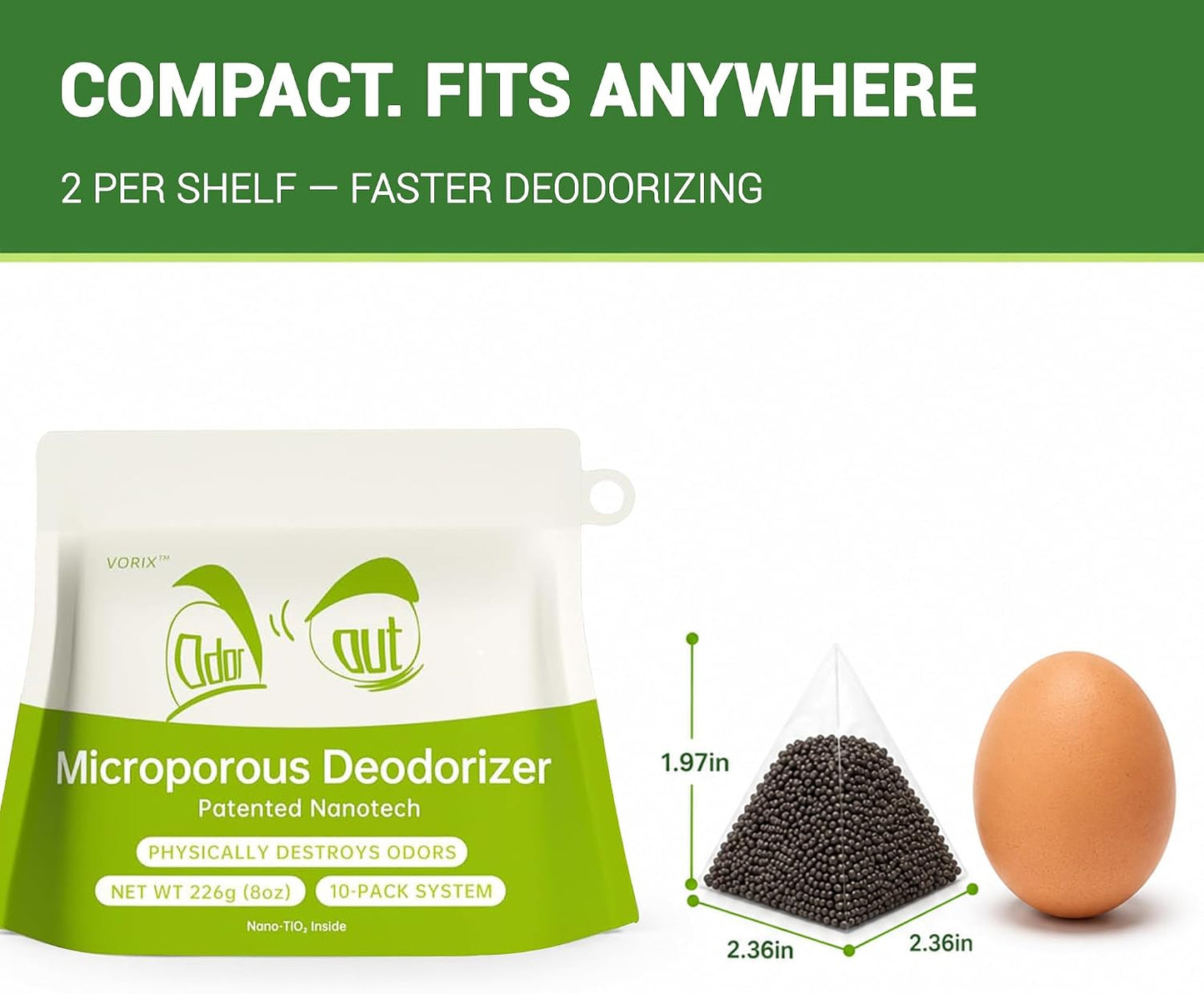 Refrigerator Deodorizer and Freezer Odor Absorber, Activated Carbon Fridge Freshener, Unscented Smell Remover, 10 Packs