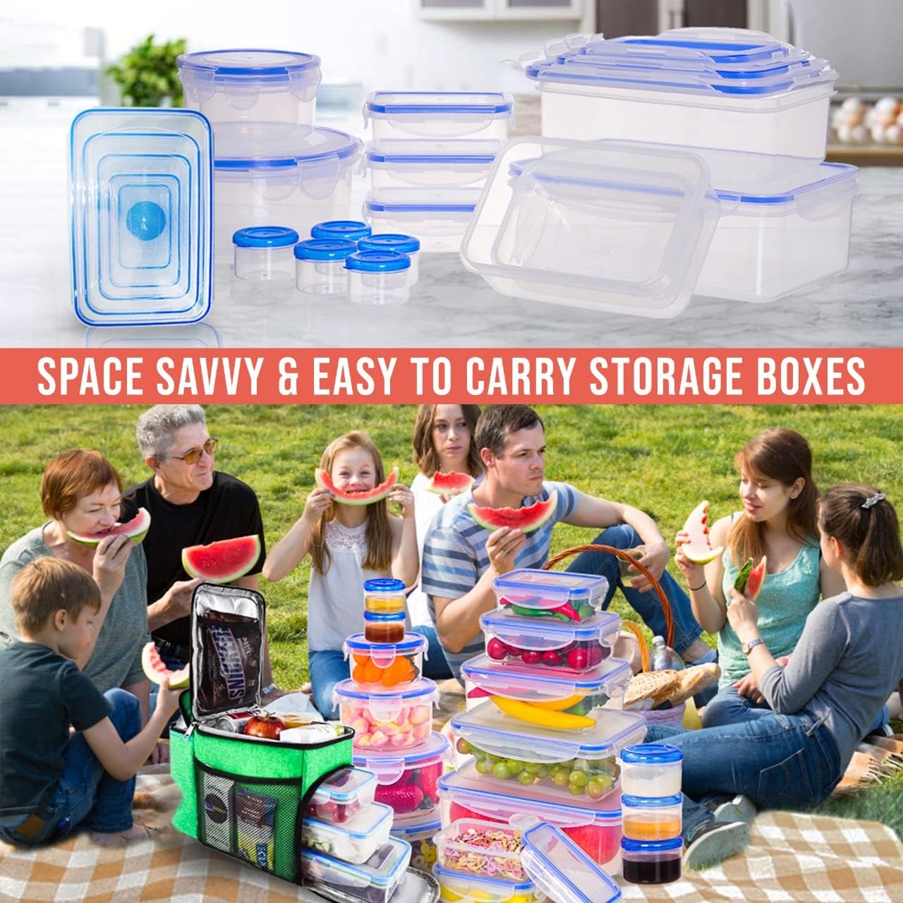 5 Pack Large Fruit Storage Containers for Fridge with Removable Colander | Plastic Food Storage Containers with Lids Airtight-Leak Proof Refrigerator Organizers and Storage of Vegetable