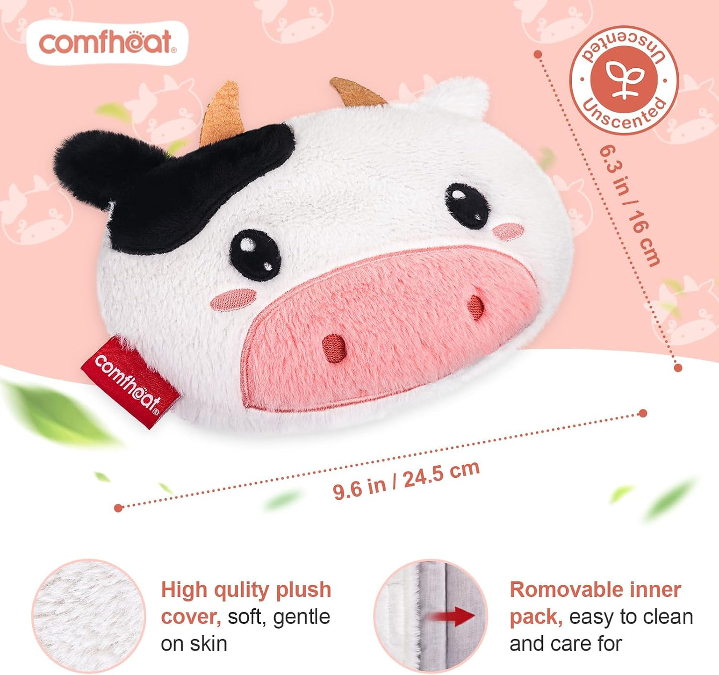 Microwave Unscented Heating Pad for Pain Relief, Moist Heat Pack | Hot Compress for Period Cramps, Shoulder, Muscles, Cute Cloud Plush Heating Pad, Gift for Girl Women, with Washable Cover