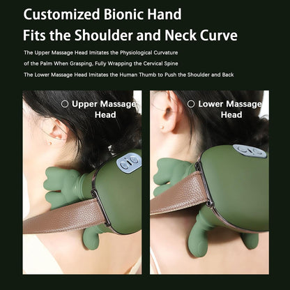 Neck and Shoulder Massager,Portable Shiatsu Back Massage Hand-Shaped Deep Tissue 4D Kneading Massager with Heat for Pain Relief and Muscle Relax,Gifts for Women Men,(Green)