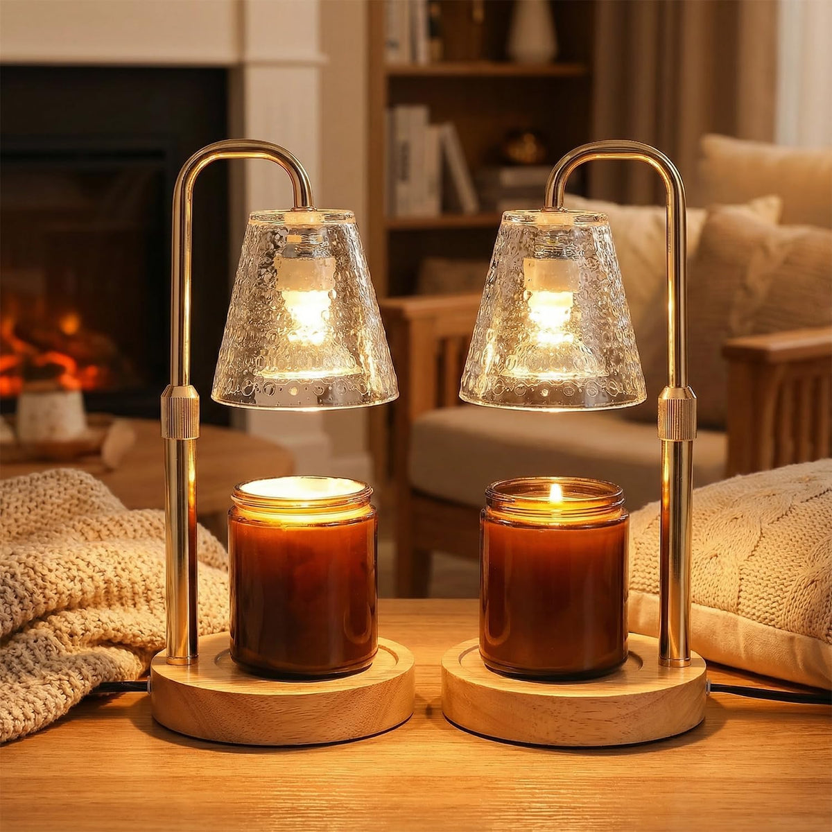 Glimra 2 Pack Candle Warmer Lamp with Timer,Dimmable,Adjustable Height