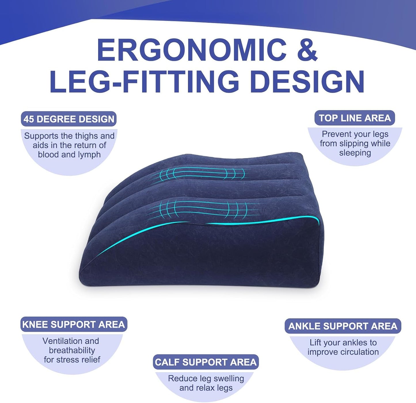 Inflatable Leg Elevation Pillow, Wedge Pillow for Sleeping, Portable Wedge Pillow, Improve Circulataion and Reduce Swelling, for Sleeping, Recovery, Pregnant (Grey)