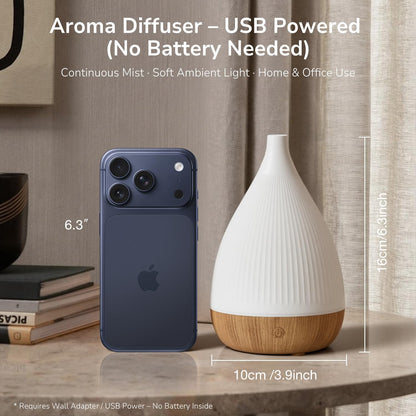 Ultrasonic Essential Oil Diffuser, Home Fragrance Aroma Diffuser with Auto Shut-Off, Color Change Night Light & Ultra-Quiet Operation, BPA-Free Portable Aromatherapy Humidifier for Home (Black)