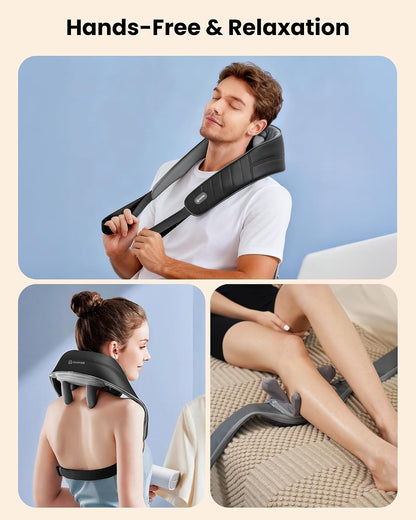 COMFIER Shiatsu Neck and Shoulder Massager with Heat,White Elephant Gifts for Adults,4D Deep Kneading Massage Pillow with Heat, Back Massager, Pillow Massage,Jet Black