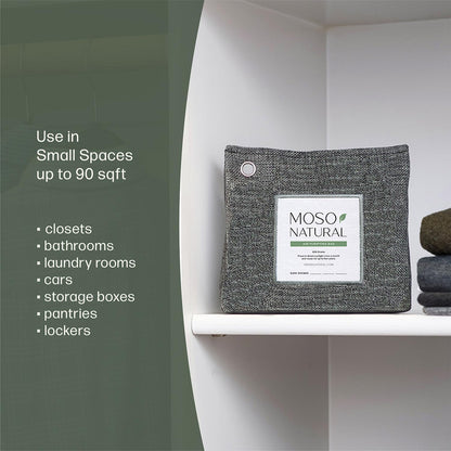 Moso Natural Air Purifying Bag 300g, Premium Charcoal Odor Absorber & Deodorizer for Closets, Bathrooms & Small Spaces — Lasts 2 Years, Pet Odor Eliminator for Home, Unscented Bamboo Charcoal Bag