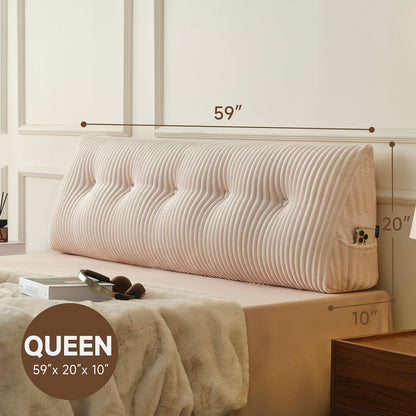 Z-hom Headboard Pillow, Wedge Backrest Cushion, Queen Size,NO Roll Pillow | Grey Triangular Backrest Cushion Equipped,NO Roll Pillow,Ideal for Reading,Sitting Up in Bed&Filling Headboard Gaps