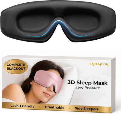 Sleep Mask for Women Men: 100% Blackout 3D Eye Mask for Sleeping, Sleeping Mask for Side Sleepers, Zero Pressure Memory Foam Eyelash Friendly Breathable Eye Cover, Airplane Travel Essentials-Pink