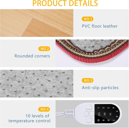 VIHOSE PVC 110V Heated Floor Mat Heater for Foot Carbon Crystal Wood Stripe Electric Heating Pad Energy Saving Foot Warmer Under Desk Indoor Space Heated Rug for Home Office(Brown, 22 x 20 Inch)