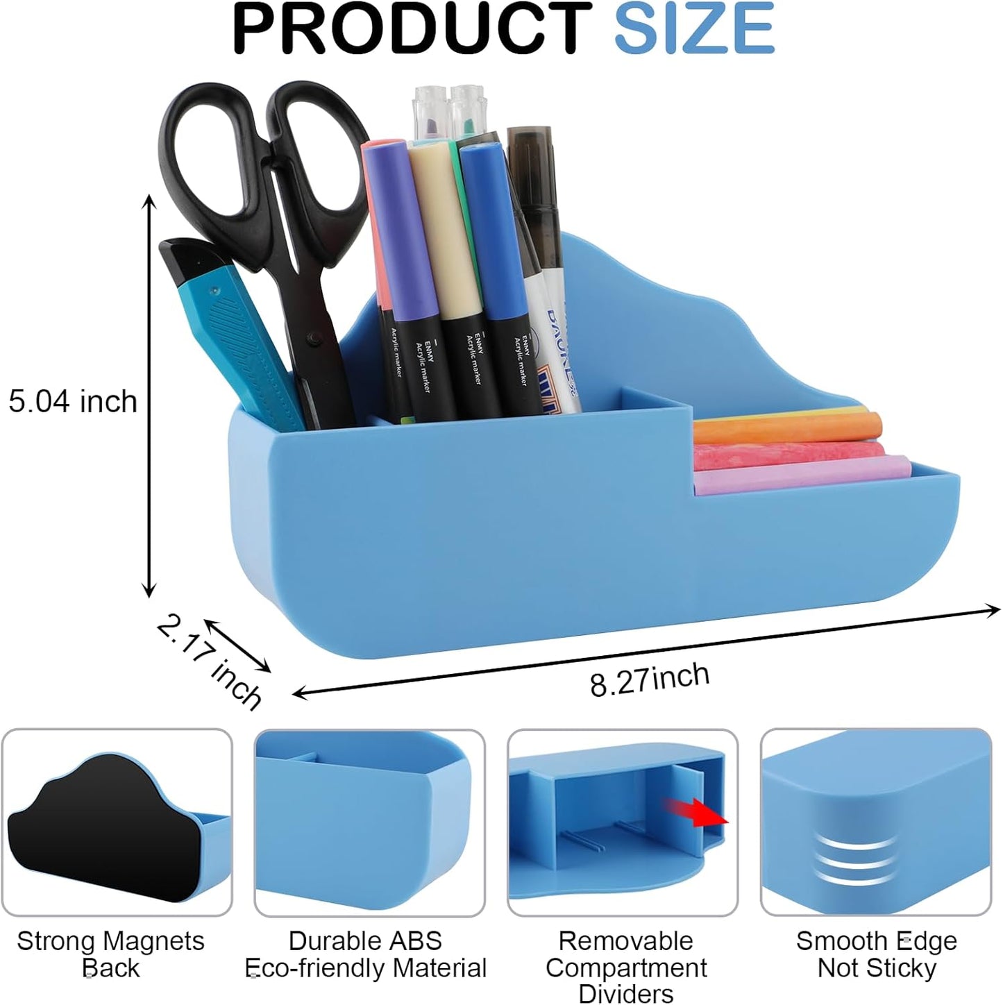 KITANIS Magnetic Pen Holder,2 Pack Magnetic Dry Erase Marker Holder with Generous Compartments,Strong Magnet Storage Marker Pen Pencil Organizer for Refrigerator,Whiteboard,Locker Accessories