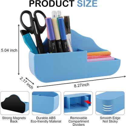 KITANIS Magnetic Pen Holder,2 Pack Magnetic Dry Erase Marker Holder with Generous Compartments,Strong Magnet Storage Marker Pen Pencil Organizer for Refrigerator,Whiteboard,Locker Accessories