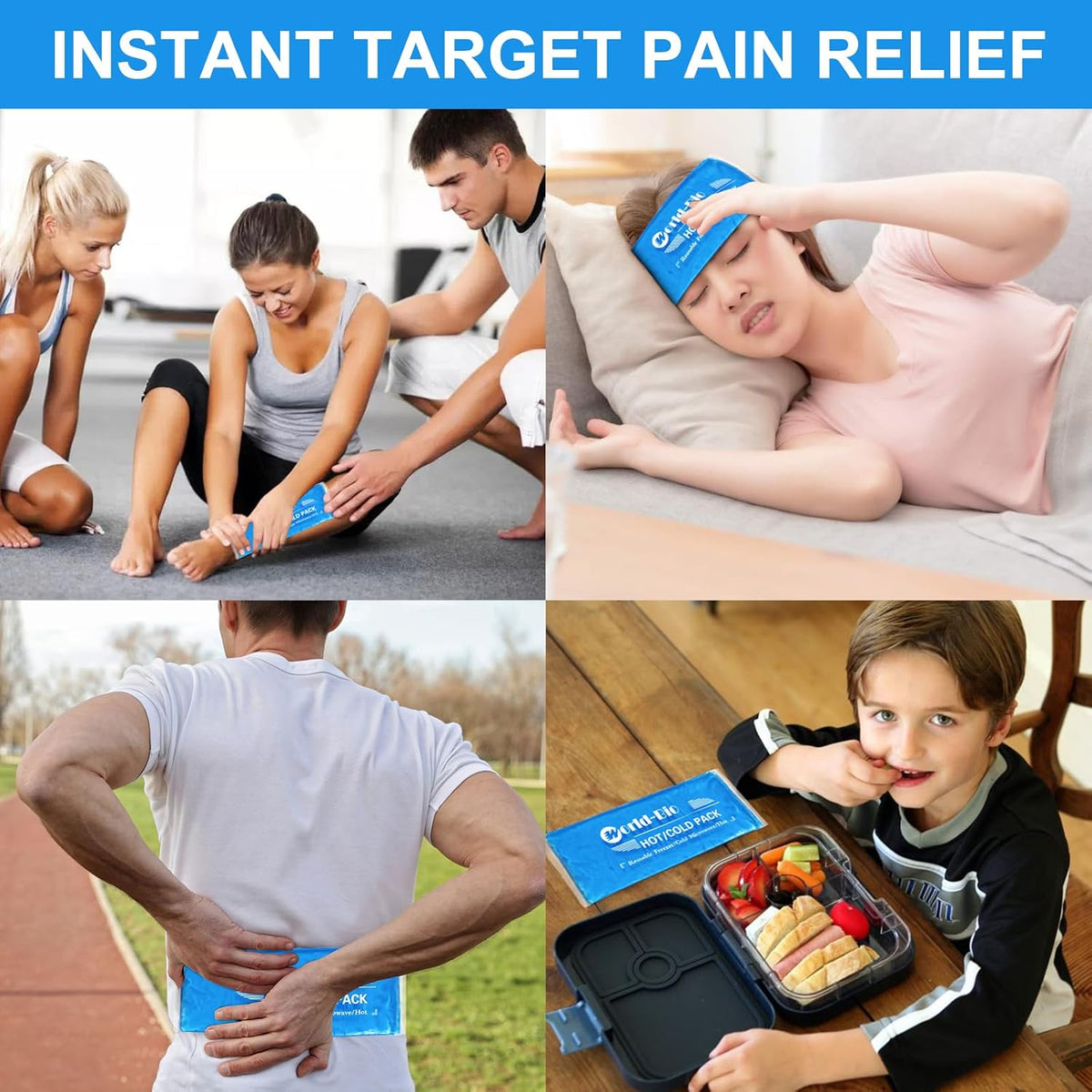 Gel Soft Flexible Ice Packs for Injuries, Reusable Cold Pack, Hot Cold Compress for Joint&Muscle Pain, Surgery Recovery, Inflammation, Swelling, Face, Head, Wrist, Ankle&Foot Injury, -5.1"x6.3"
