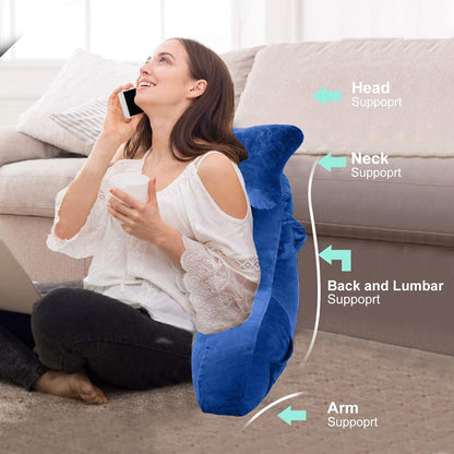 SLIGUY Reading Pillow for Sitting in Bed Couch Adult, Back Pillow with arm Support and Pockets, Adult Back Pillow Bed Chair for Bed Rest, Reading, Watching TV, Gaming for Boys and Girls Dark Grey