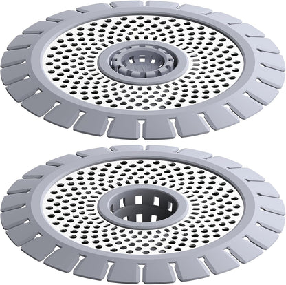 QAP Shower Drain Hair Catcher, Stainless Steel Bathtub Strainer 2-Pack | Efficient clog prevention; Rustproof durable silicone; Easy cleanup rim; Universal snug tub fit