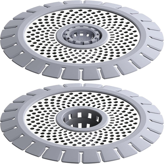 QAP Shower Drain Hair Catcher, Stainless Steel Bathtub Strainer 2-Pack | Efficient clog prevention; Rustproof durable silicone; Easy cleanup rim; Universal snug tub fit