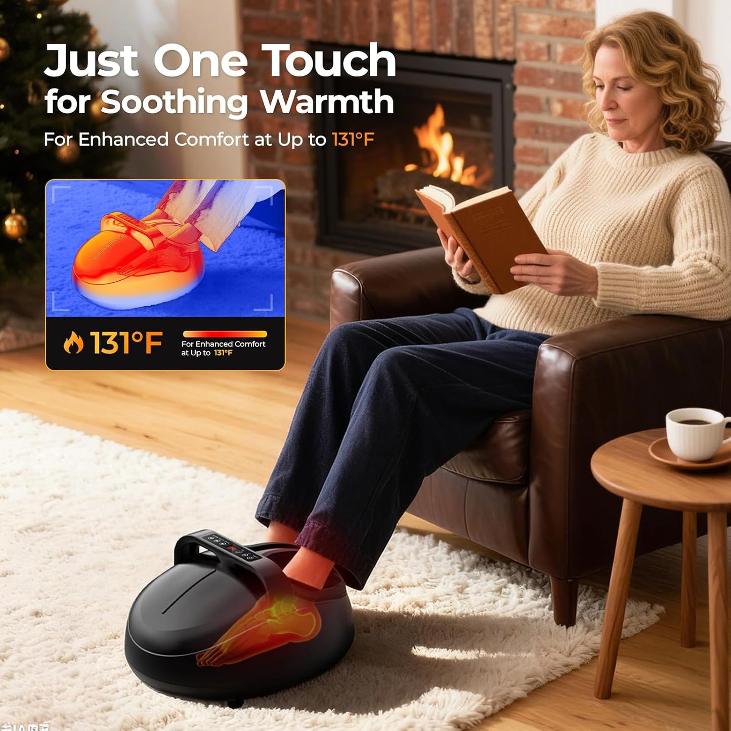 Foot Massager with Heat, 4 Modes & Vibration & Compression & Rolling for Feet Toes Relief, Electric Shiatsu Foot Massager with Remote, Fits Up to Men's Size 12, Gift for Women Men Father's Day