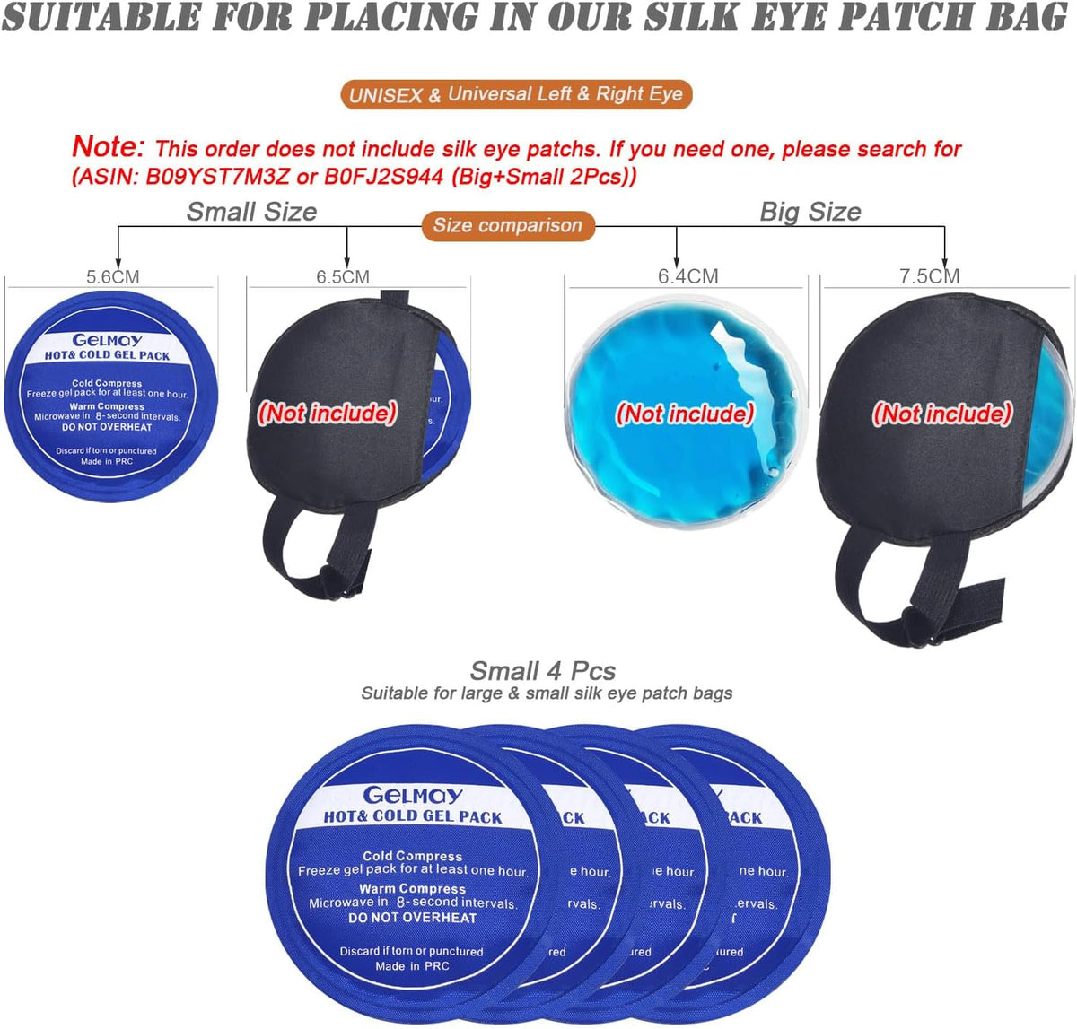 Ice Eye Patches for Puffy Eyes, Cooling Medical Eye Patch Pad Gel Pack Cover Eyepatch Cold Hot Therapy Eye Bags Dark Circles After Surgery Adult Kid