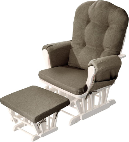HOMBYS Glider Rocker Replacement Cushions with Storage Side Pocket,Linen-Like Fabric, Foam & Microfiber Filling, Non-Slip & Washable,Thickened & Supportive for Glider Rocking Chair (Khaki)