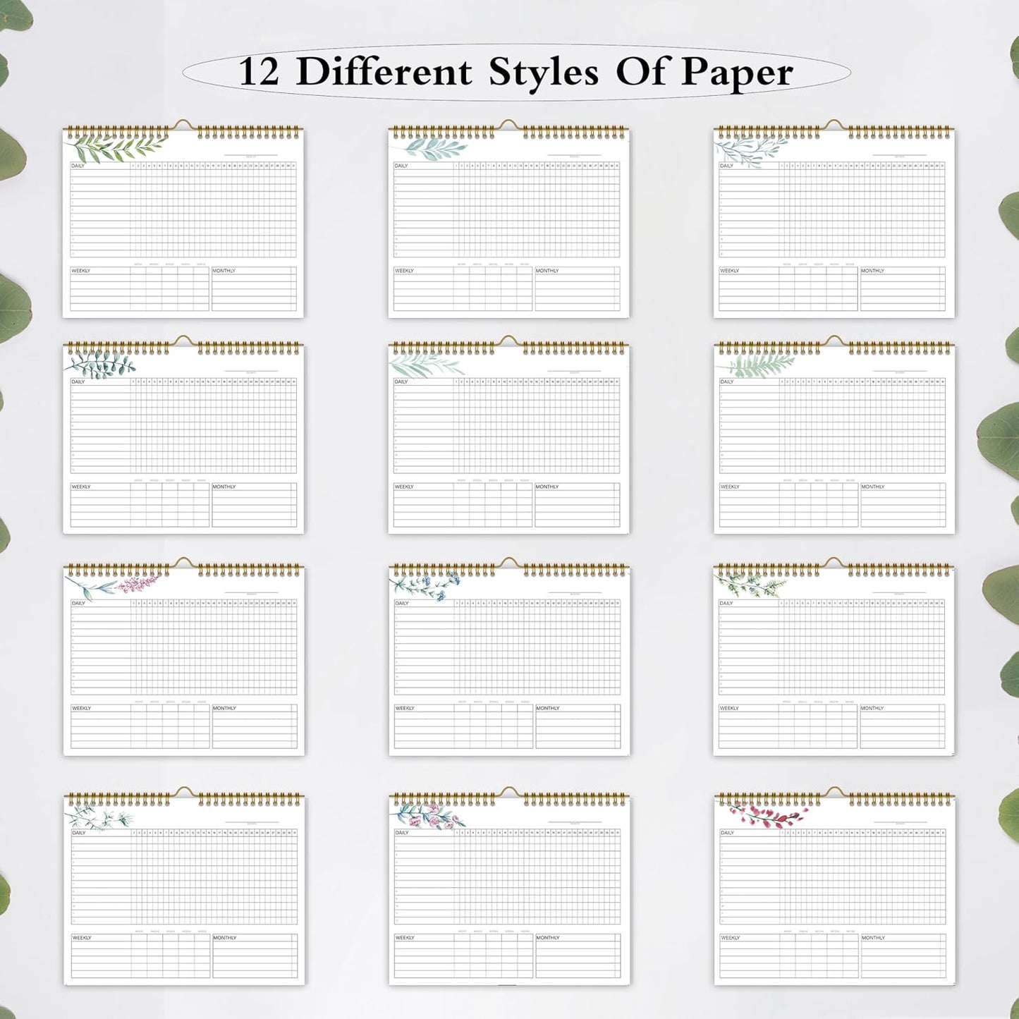 Habit Tracker Calendar Undated for Daily, Weekly & Monthly, 7.5" x 10" | 365 Daily Habit Tracker, 12 Monthly Habit Journal, No-Bleed Paper, Smooth Writing, Spiral Hanging Loop on Top