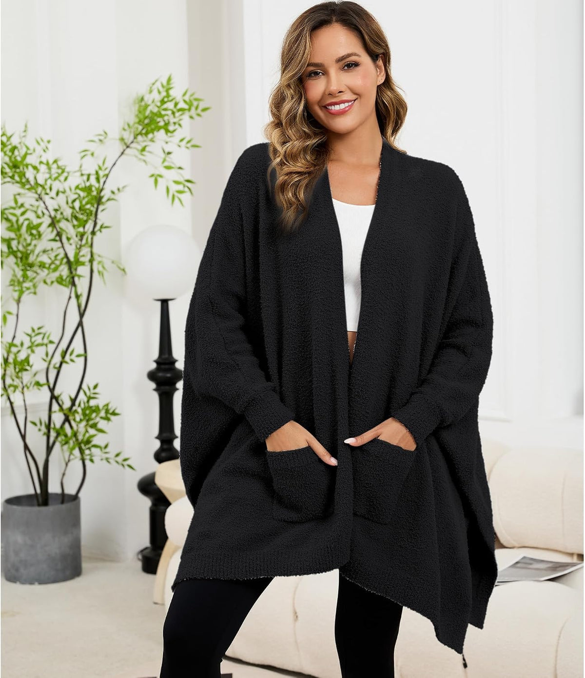 Wearable Blanket Sherpa Poncho Unique Office Work Warm Cozy Shawl TV Throw Blankets, Plush Cape Wrap for Adults
