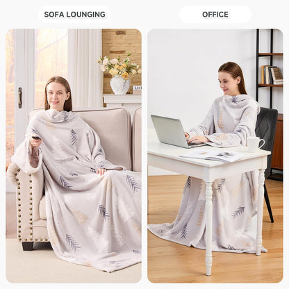 IFNOW Sherpa Wearable Blanket with Sleeves, Oversized Snuggle Robe, Grey