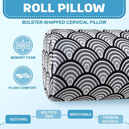Neck Roll Pillow for Sleeping,Ergonomic Cylinder Tube Pillows for Cervical Spine and Neck Support,Versatile Roll Pillow for Bed,Office,and Travel,Memory Foam Bolster with Washable Cover