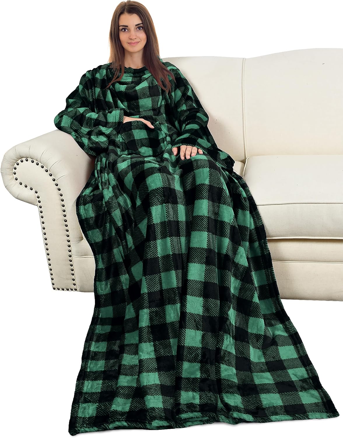 Catalonia Wearable Blanket with Sleeves for Women & Men, Fleece Wrap Throw