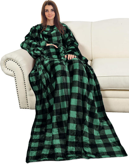 Catalonia Wearable Blanket with Sleeves for Women & Men, Fleece Wrap Throw