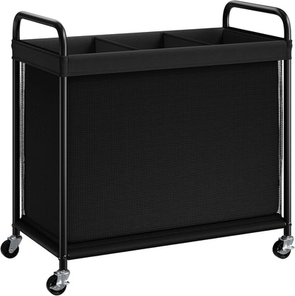 ELYKEN Laundry Hamper 2 Section, 100L Rolling Laundry Sorter with Wheels | Removable Washable Liner Bags, Sturdy Steel Frame and Metal Handle, Double Compartment Clothes Organizer for Laundry Sorting