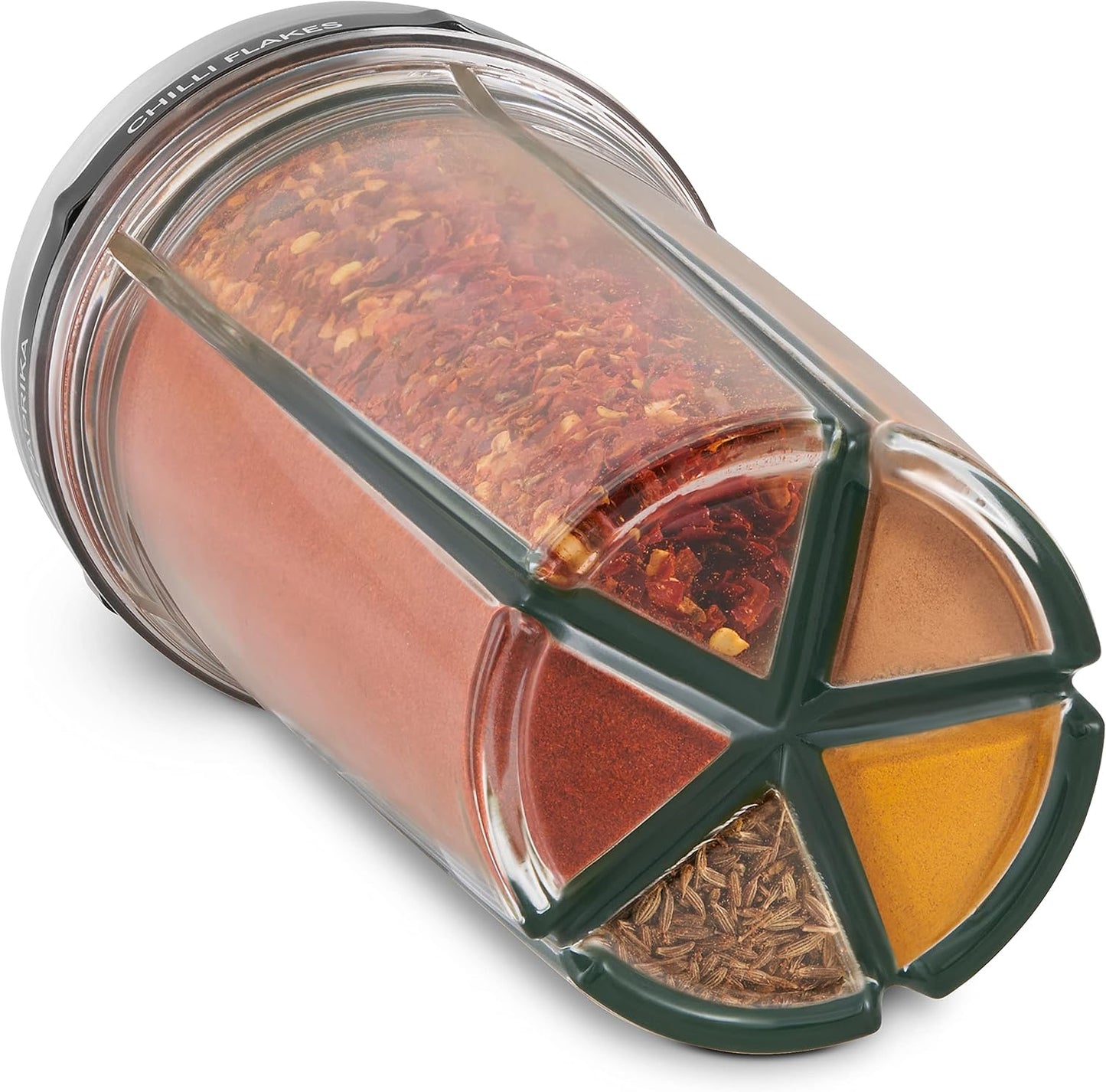 Cole & Mason Saunderton Spice Storage & Shaker - Herb Keeper for Refrigerator, Countertop or Cabinet - Divided Food Storage Container - Spice Shaker with Lid - Clear/Silver