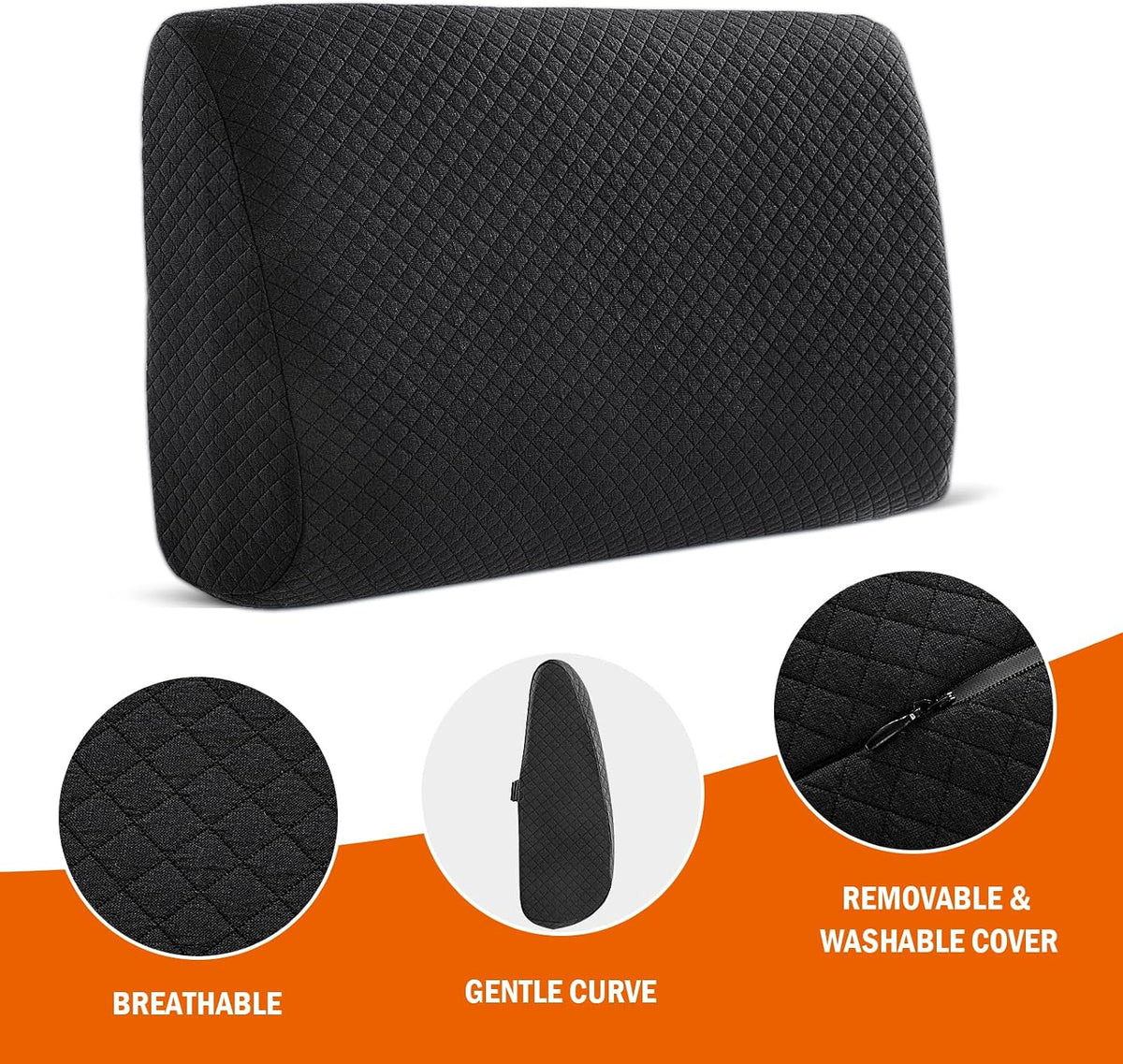 HOMBYS Lumbar Support Pillow for Recliner Chair, Memory Foam Back Support Cushion for Elderly,Extra Large Lumbar Support Pillow,Thick Backrest for Home Reading (Grey, 20“x13.5"x5")