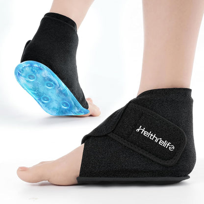 Heel Plantar Fasciitis ice Pack with 2-Layer Cooling Gel for 30-Min Cold Therapy, Ankle Foot Reusable Ice Pack Wrap for Achilles Tendonitis, Sprained Ankles, Swelling, Foot Pain Relief(1, PRO)