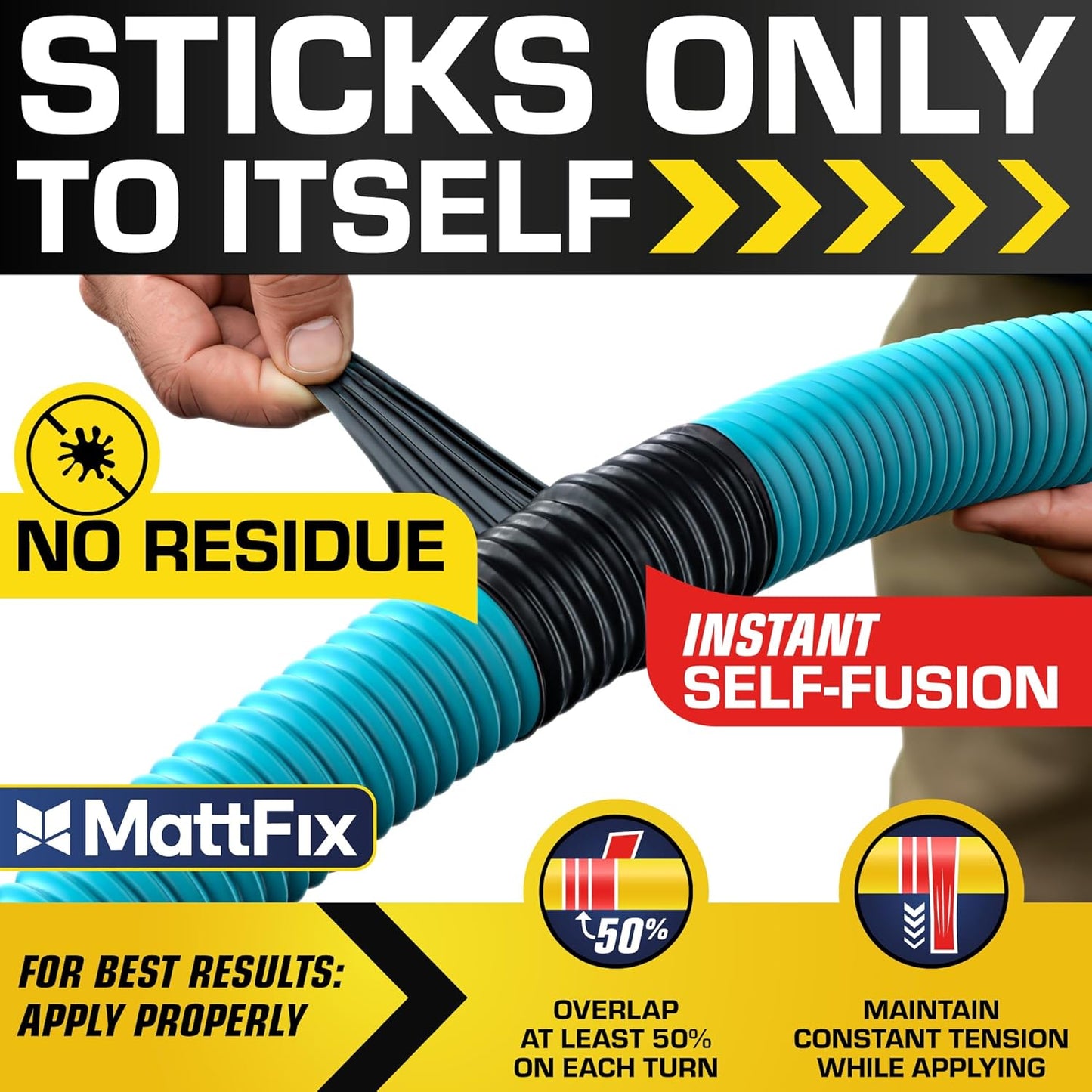 Self Fusing Silicone Tape – 1"x10’ – Waterproof Tape for Emergency Repairs | Weatherproof, Heat and Chemical-resistant – For Plumbing, Pipes and Hoses repairs, Automotive, Electrical & Outdoor Use