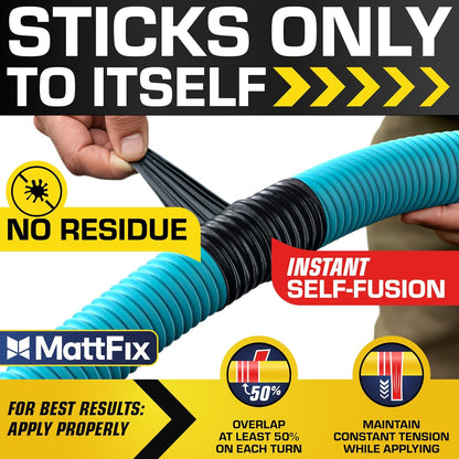 Self Fusing Silicone Tape – 1"x10’ – Waterproof Tape for Emergency Repairs | Weatherproof, Heat and Chemical-resistant – For Plumbing, Pipes and Hoses repairs, Automotive, Electrical & Outdoor Use