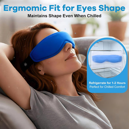 Contoured Cooling Gel Eye Mask: Ice Cold Compress for Puffy Eyes, Dark Circles, Sinus Pain & Surgery Relief, Reusable Therapy, Fits All Head Sizes, Daily Eye Care, Relaxation Beauty Gift, Blue