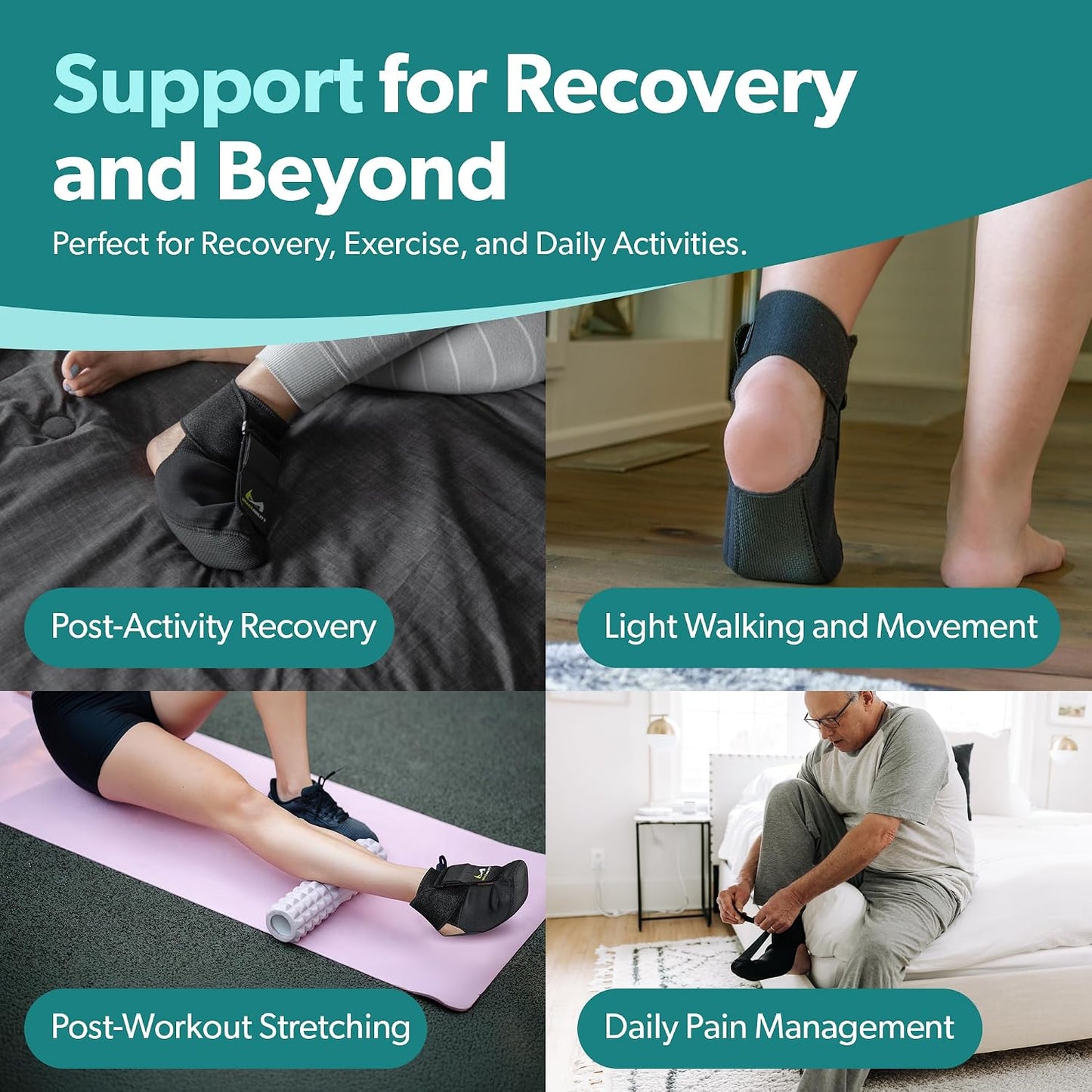 BraceAbility Plantar Fasciitis Night Splint Sock - Plantar Fascia Boot for Sleeping, Achilles Tendonitis Relief, Foot Drop, Heel Pain - Planter Facetious Brace for Women and Men - Gray (L)
