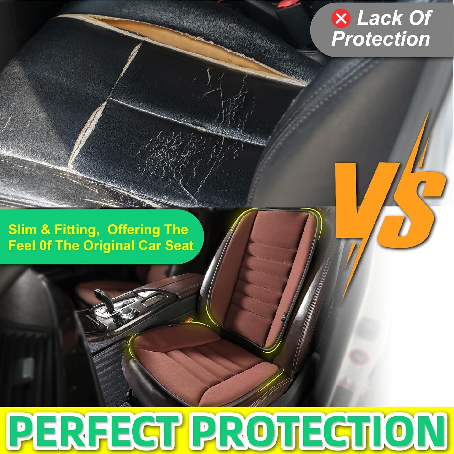 kingphenix Car Seat Cushion with Back Support Pillow, Memory Foam, Black | Memory Foam Car Cushion for Long Driving, Truck, Office Chair, Tailbone and Lower Back Support