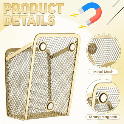 Fuutreo 2 Pack Magnetic Pencil Holder for Locker Refrigerator, Gold