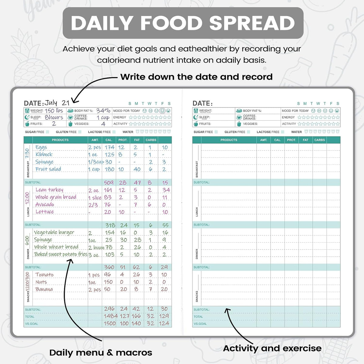 Food Journal - Journal for Women Weight Loss, 5.8" x 8.3