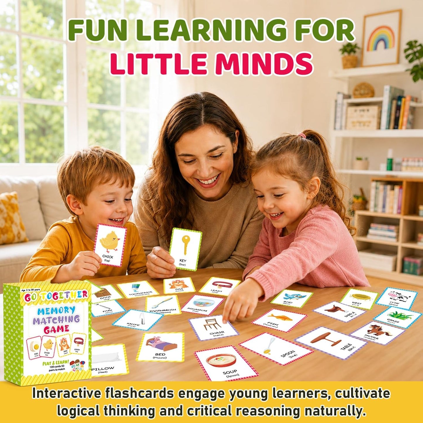 gisgfim 100 PCS Memory Matching Game Famous Paintings Concentration Memory Card for Adults Learning Educational Game A Fun & Fast Artworks Theme Matching Games