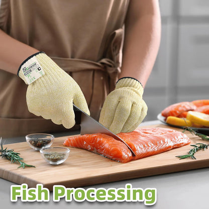 Schwer SlicePro ANSI Cut Resistant Gloves, Food Grade Cutting Glove for Kitchen Food Prep, Mandoline Gloves for Meat Cutting, Oyster Shucking, Fish Fillet Processing, PR1501-G, L | Non PFAS, No Glass Fiber, for Kitchen Food Prep, Mandolin Slicing, Meat