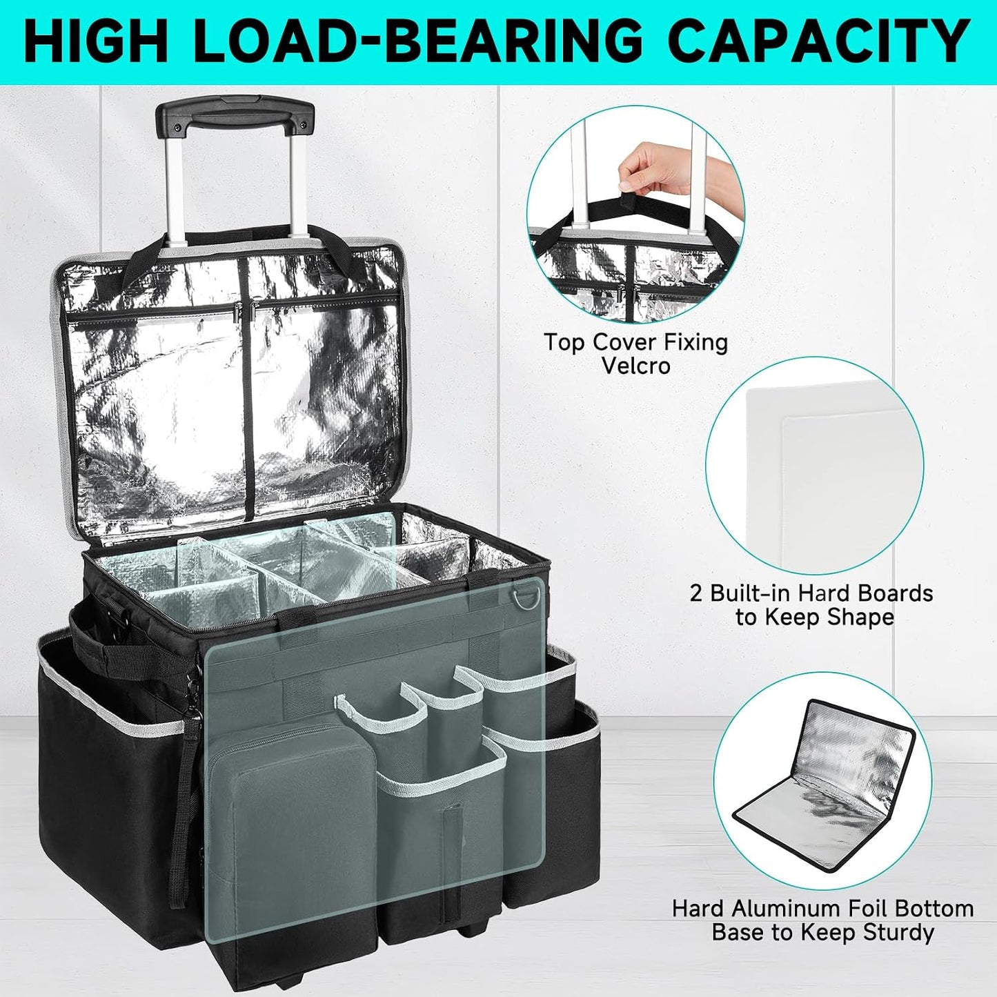 Cleaning Caddy Bag, Extra Large Cleaning Supply Bag for Housekeepers,Black | Sturdy Cleaning Caddy Organizer for Cleaning Supplies with Handle and Adjustable Shouder Strap, Easy to Clean Design