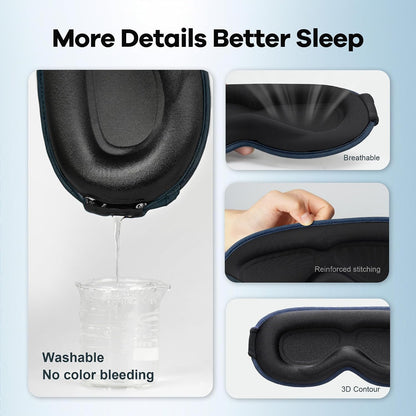 Blackout Weighted Eye Mask for Sleeping, 3D Contoured Sleep Mask for Men | Gentle-Pressure, Deep Cups, Zero Eye Pressure, Airplane Travel & Night Shift Essentials, Breathable Blindfold, Black