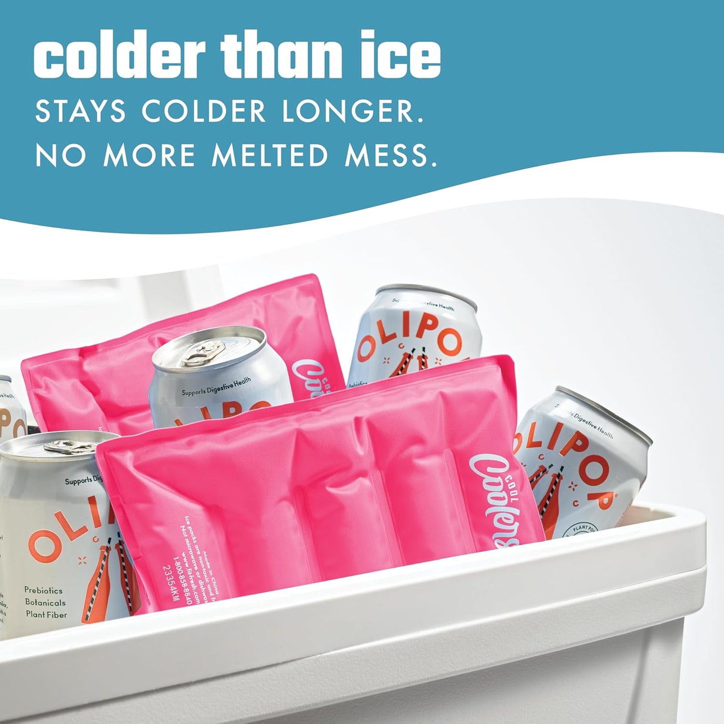 Cool Coolers by Fit & Fresh 2 Pack XL Soft Ice Packs for Cooler, Flexible Stretch Nylon, Lunch Box Ice Packs, Large Reusable Freezer Packs, Cornflower Blue