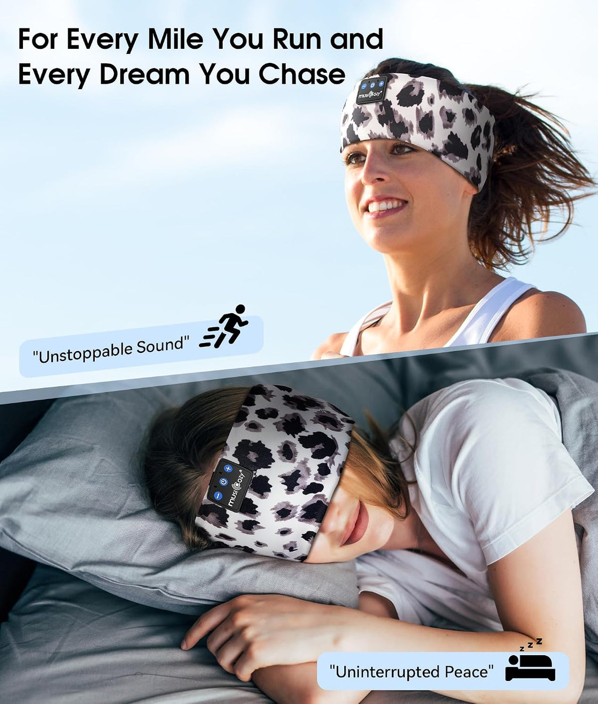 MUSICOZY Bluetooth 5.4 Sleep Headphones Headband Sports Wireless Audio